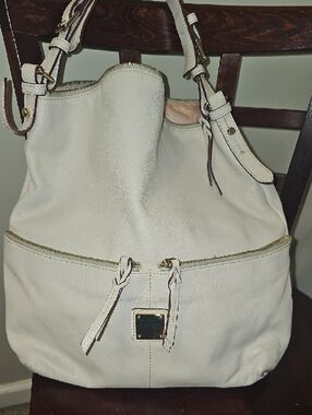 Dooney & Bourke Cream Leather Shoulder Hobo